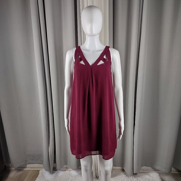 Peach Love California Dresses & Skirts - Peach Love California Womens Burgundy, Fully Lined Flowing Midi Dress Size Small